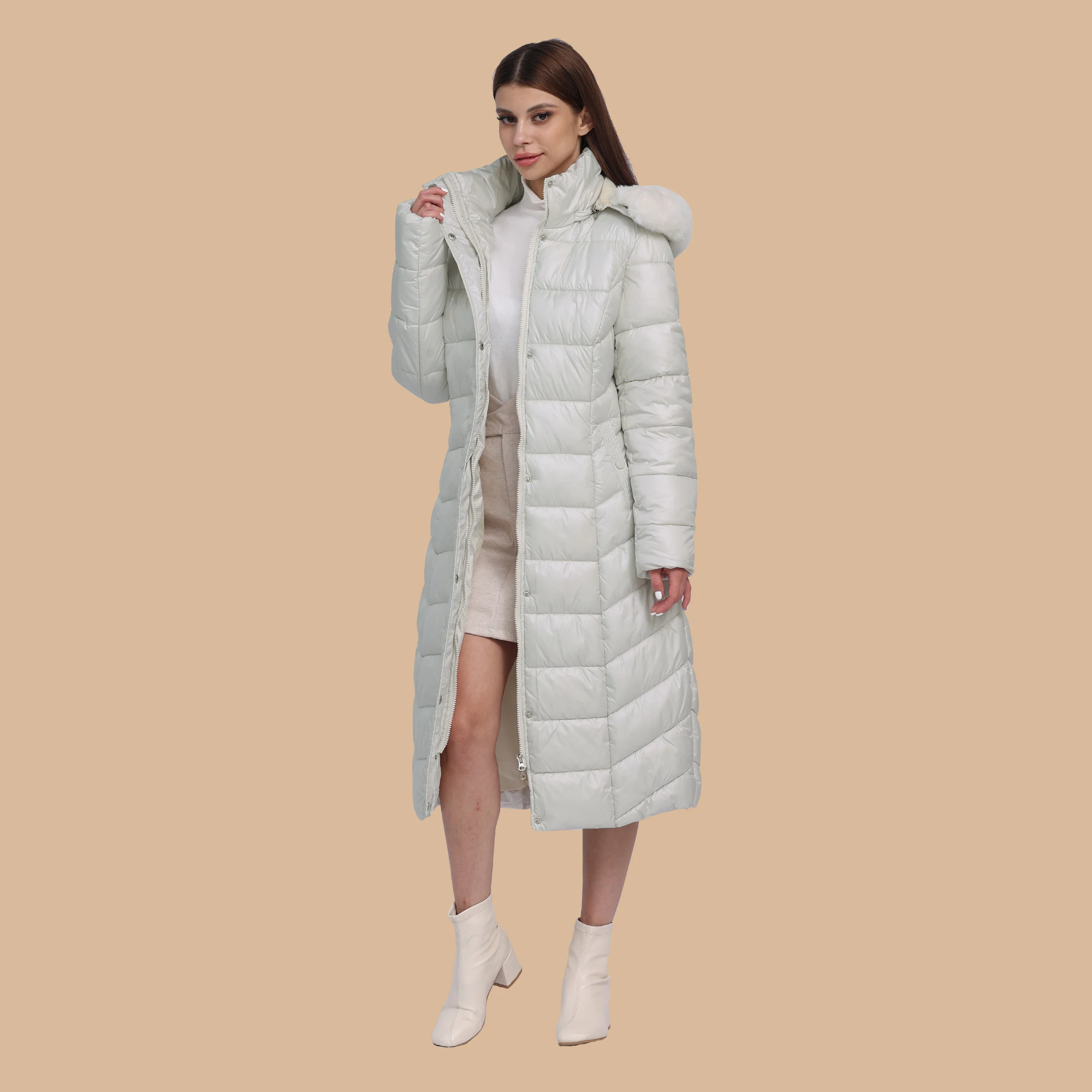 SANTELON Women Winter Thick Warm Over Knee Parka Female X-Long Puffer Jacket Coat With Detachable Windproof Hood Fashion Clothes