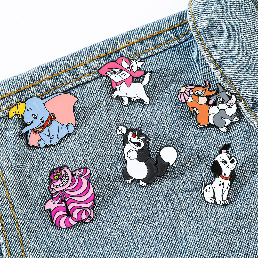 

6 Pcs/set Anime The Aristocats Brooch Elegant Marie Cat Dumbo Enamel Pin Metal Emblem Jewelry Backpack Accessories Festival Gift