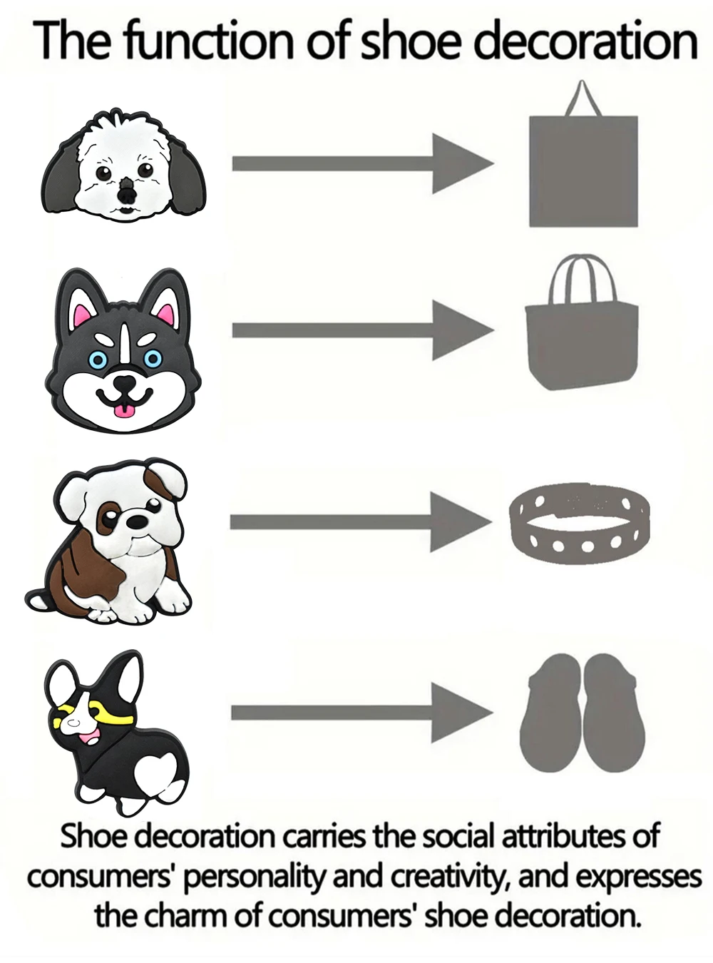 5-19PCS Cute pet Dog Husky corgi Shoe Charms Clog Bubble Slides Sandals DIY Decoration Wholesale Buckle PVC for XMAS Gift