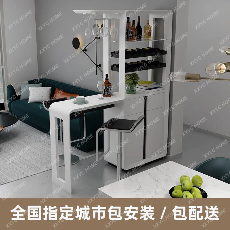 

Household bar table Simple rental house wine cabinet combination Simple partition cabinet Family bar table