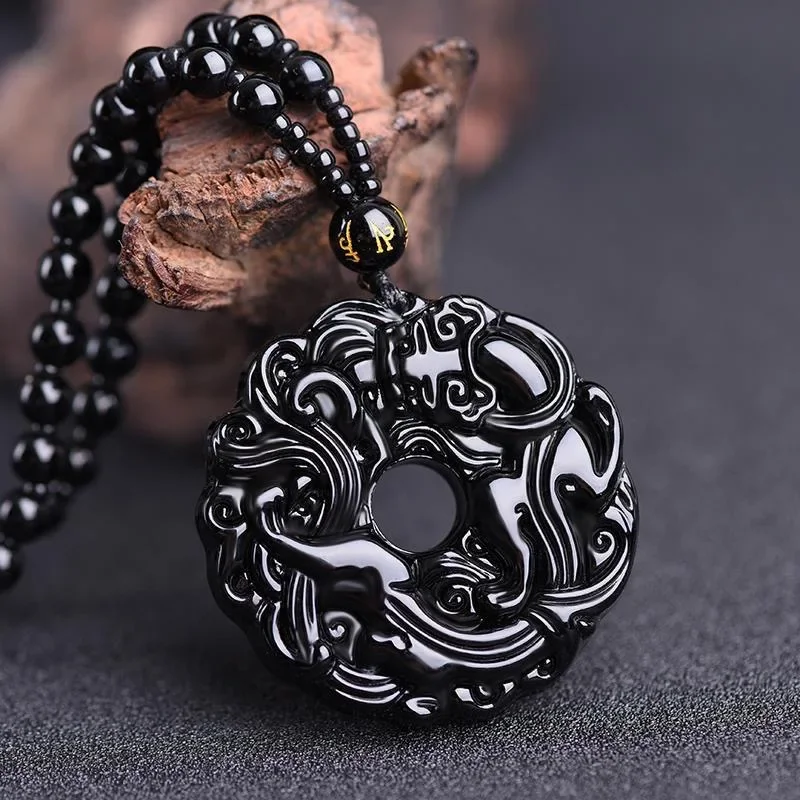 Green Jade Dragon Jade Pixiu Pendant Fashion Crystal Necklace Jewellery Chinese Hand-Carved Relax Healing Women Man Luck Gift