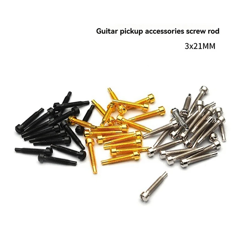 

A99I-50Pcs Pickup Metal Pins-One Word-Closing 3X21mm/5.0MM (Diameter 3.0MM) Guitar Pickup Parts Screw Rods