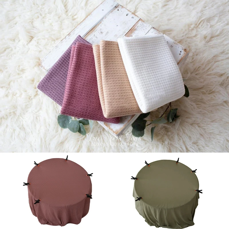 Newborn Photography Props Waffle Fabric Backdrops for Baby Beanbag Cover Blanket Photo Shoot Booth Posing Accessories