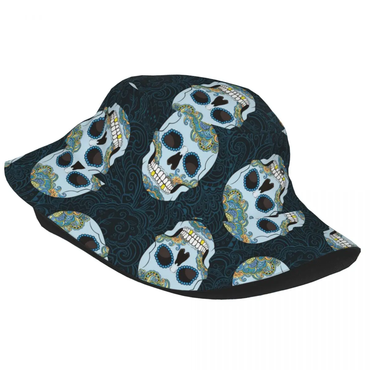 Gothic Sugar Skulls Unisex Casual Sun Hat Bucket Hat Bob Hip Hop Cap Fisherman Hat Panama