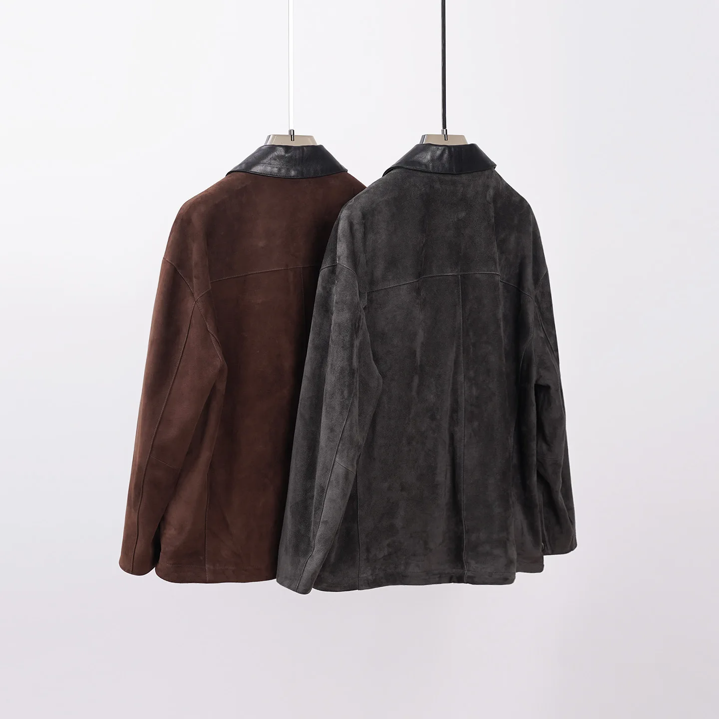 Giacca da donna con colletto in pelle scamosciata di pelle di pecora moda autunno/inverno