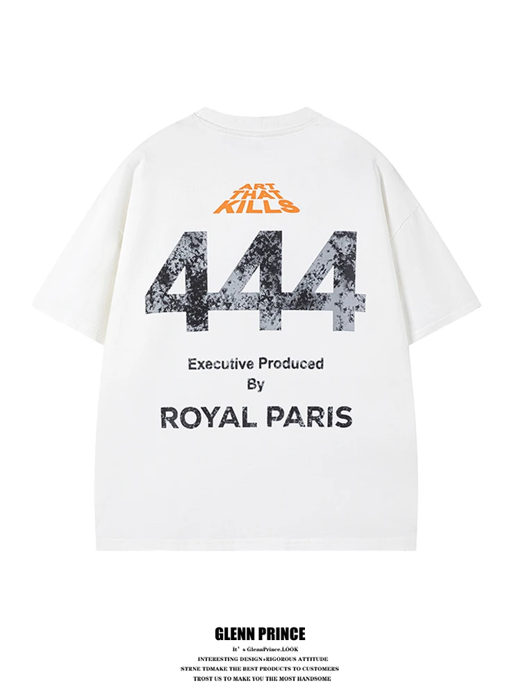 

GPstudio American Style Loose Fit Short Sleeve T-Shirt Men's Summer Breathable Cotton Digital Print Casual Comfortable Tee