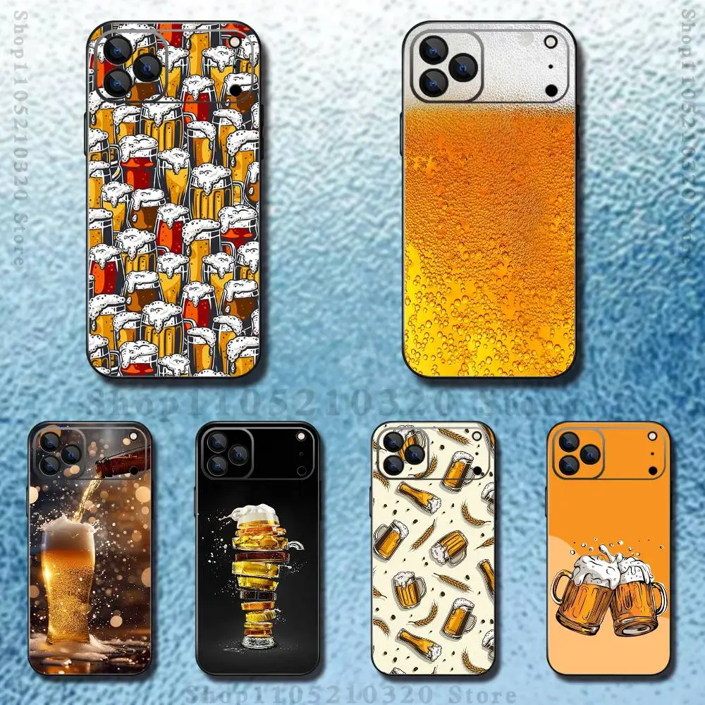 

Beer Art Pattern Phone Case For iPhone 17,16,15,14,13,12,11 ,Pro Max,XS,X,XR,SE,Mini,8,7,Soft Silicone Black Cover