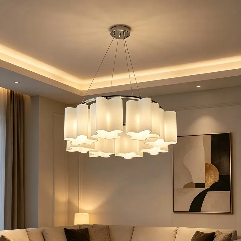French Medieval Living Room Ceiling Chandelier Creative Cloud Bedroom Restaurant LED Pendant Light Home Decor Glass Hanging Lamp