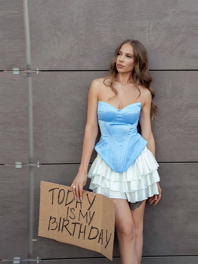 

Женский изысканный жилет высокого качества, новая рубашка Y2k Easy Match Bone Tube Top, модная рубашка без бретелек с завязкой сзади и талией