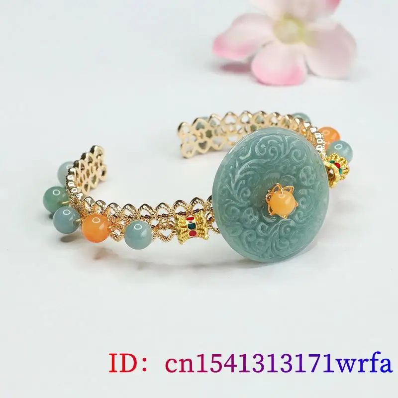 Pulsera de Pixiu de flor de jadeíta azul birmana chapada en oro de 18K, joyería Real de diseñador de Jade Natural, accesorios para hombres