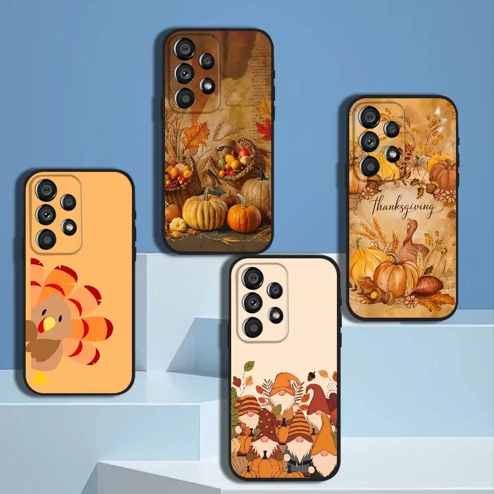 

Happy Thanksgiving Day Phone Case For Samsung Galaxy A73,31,32,72,41,53,52,71,22,5G,Note,J7,8,9 Soft Black Cover