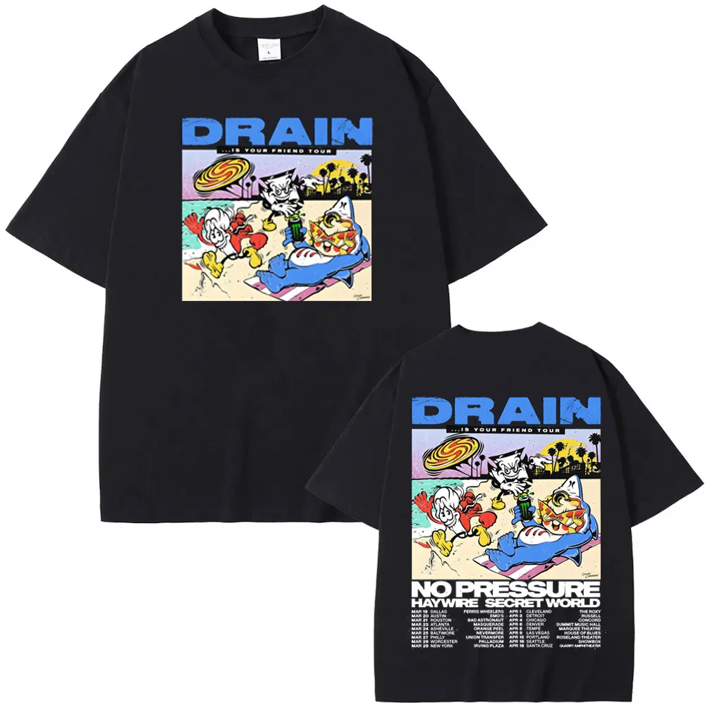 IS YOUR FRIEND TOUR2026 T-SHIRT DRAIN Same As Official Website 100%Cotton High Quality Tee-shirt Summer O-neck FemaleMale Tees