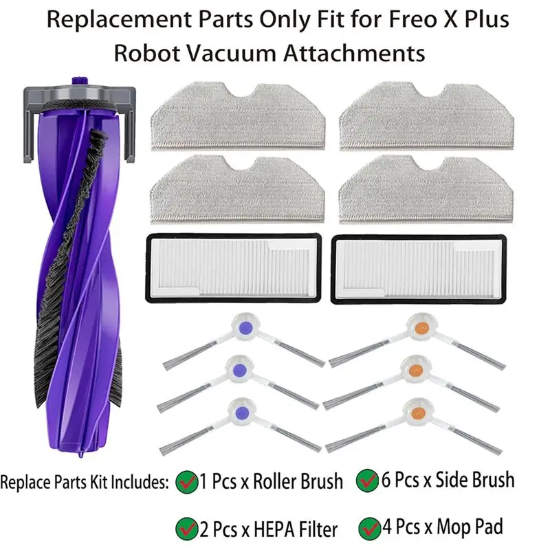 AEE2-Replacement Parts For Narwal Freo X Plus Robot Vacuum Attachments Replace Main Side Brush Filter Mop Pad Accessories