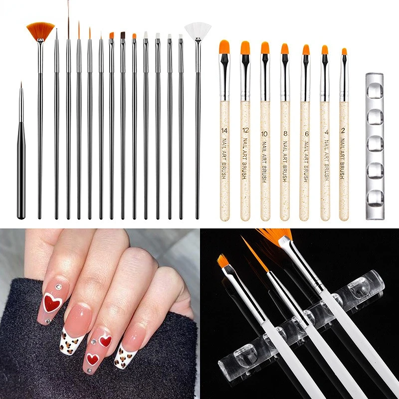 

Multiple Nail Art Nail Brush Design Tip Drawing Carving Dotting Nail Pen Builder Flat Liner Acrylic Gel Polish Manicure