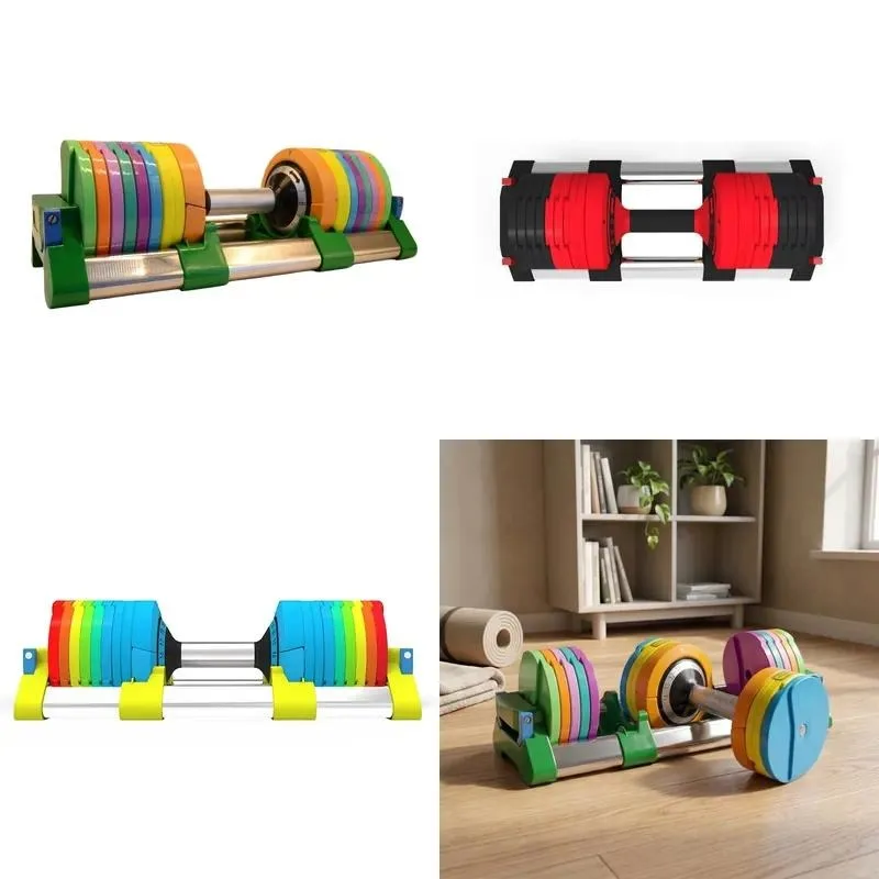 Adjustable Dumbbell Set 20kg Steel Plastic Portable Home Fitness Strength Training Full Body Workout Weight