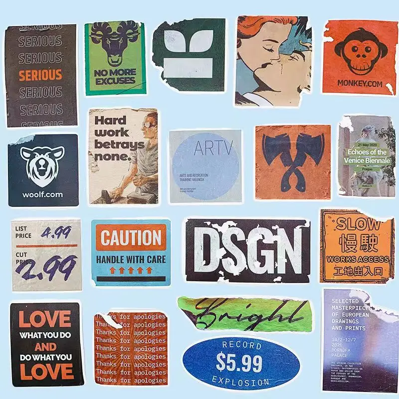 English Bill Signage Sticker Graffiti Stickers DIY Skateboard Luggage Stickers Notebook Phone Case Decor Stickers Kids Toys