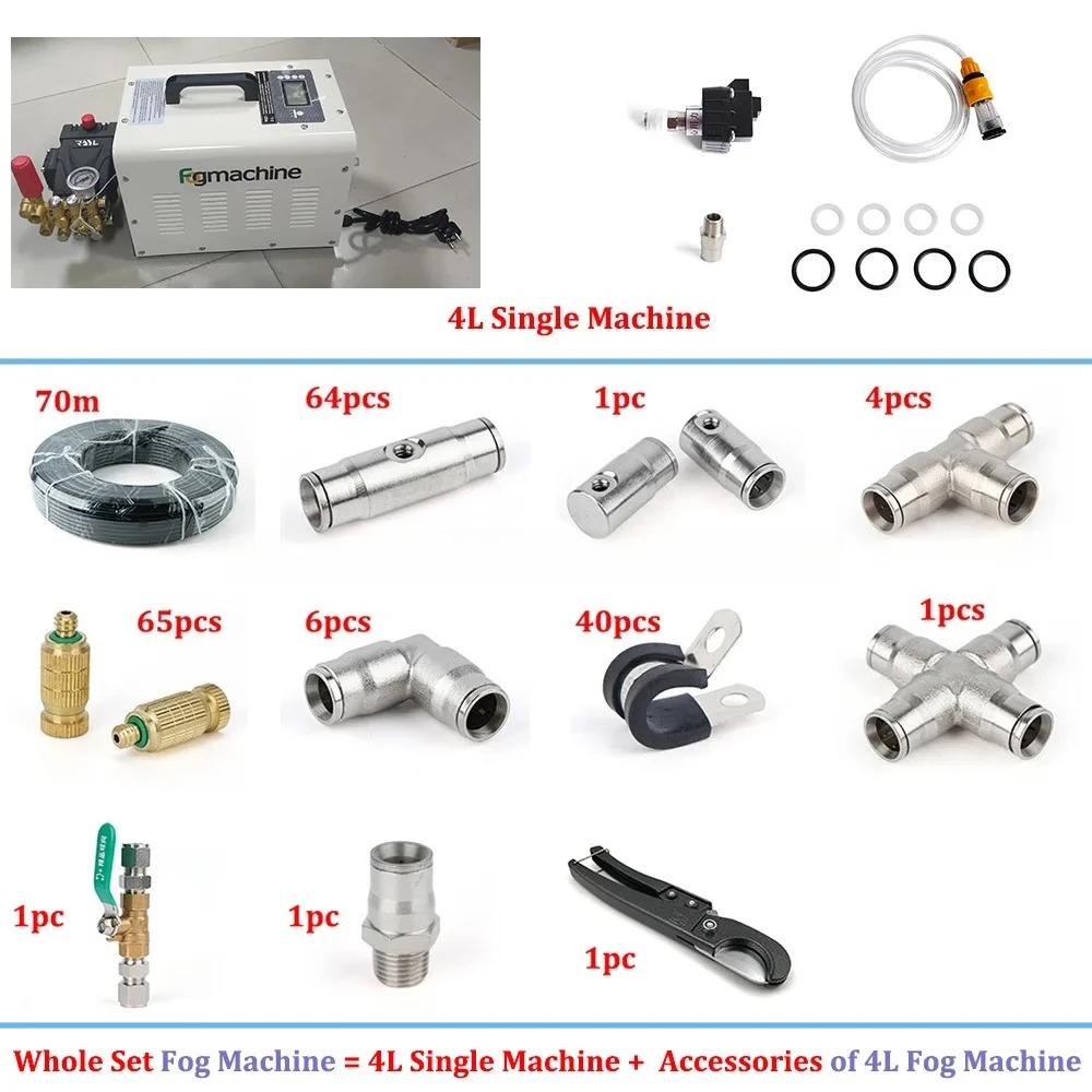0.3‑15.4L/min High‑Pressure Mist Fog Machine Complete Set for Greenhouse Irrigation Humidification Outdoor Cooling