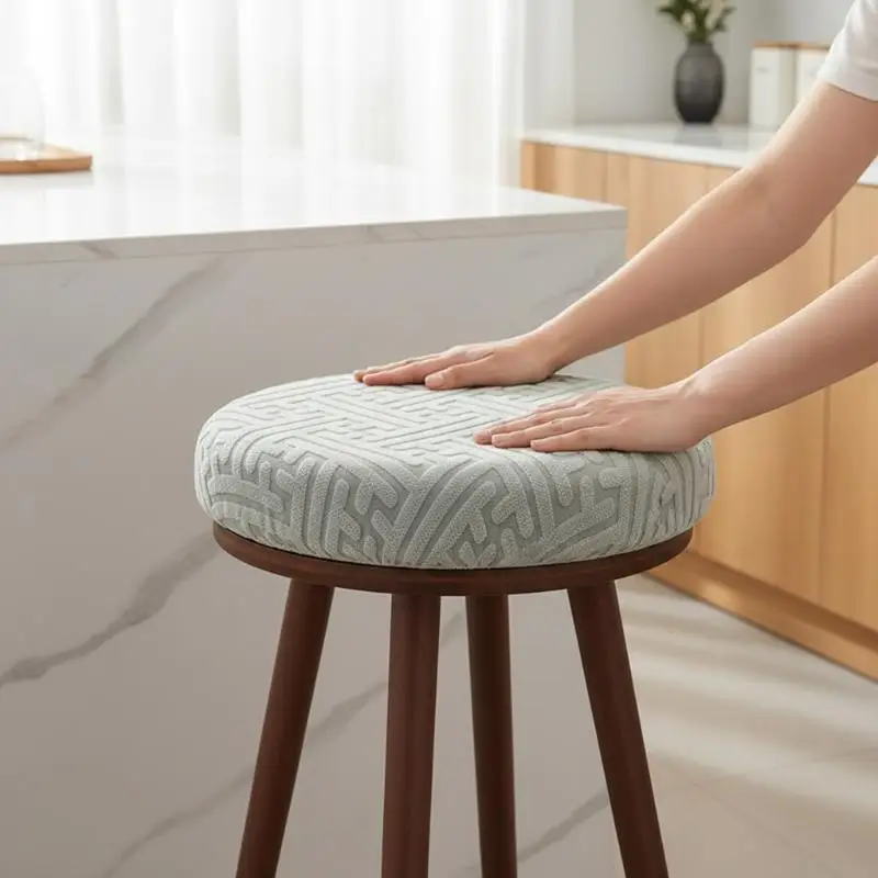 Round Stool Elastic Cushion Cover Dustproof Stain Resistant Stretch Chair Cover Fit 30-40cm Stool for Home Bar Party Use
