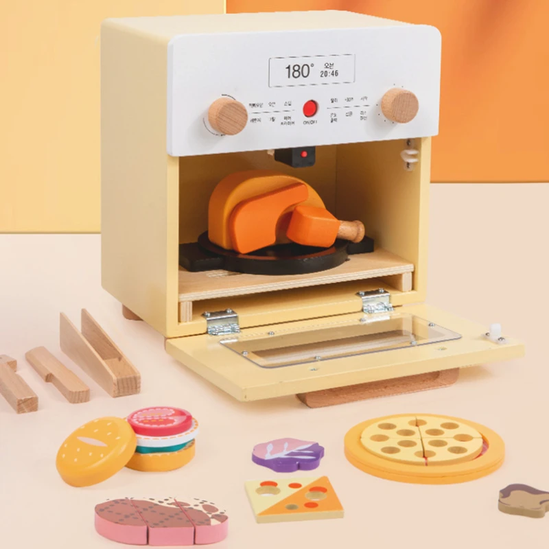 

Wooden Diy Simulation Oven Children Toy Play House Kitchen Toys Mini Food Miniature Dollhouse Accessories Montessori Girls Toys