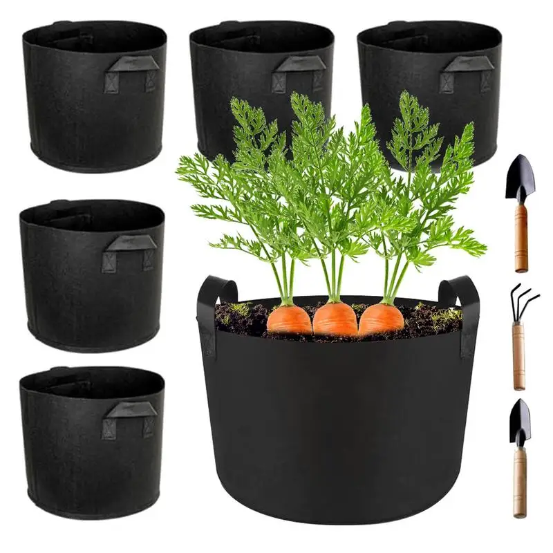 Felt Plant Grow Bags Fabric Grow Pots Strawberry Vegetables Planting Pots Gardening Bags For Fruits, Vegetables And Flowers