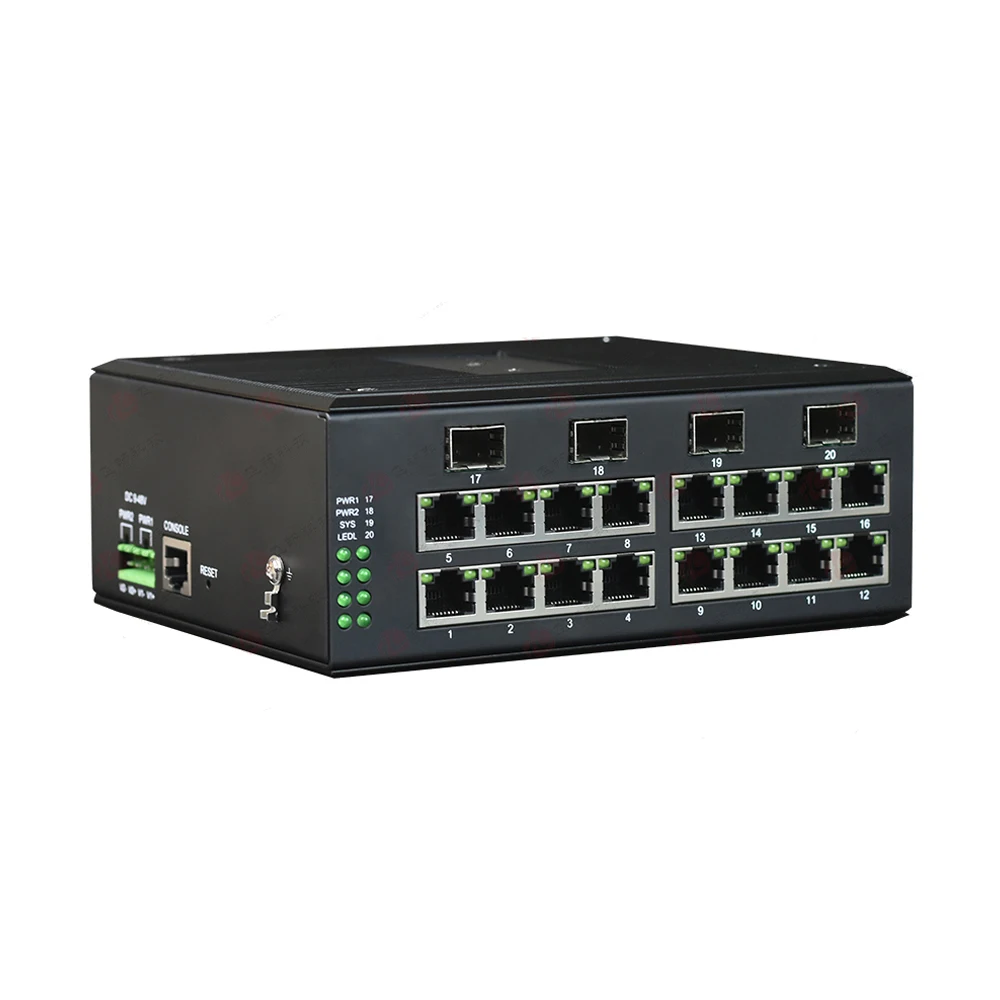 Din Rail Managed Gigabit Ethernet Switch L2 16 Port Industrial Switch With 4 SFP