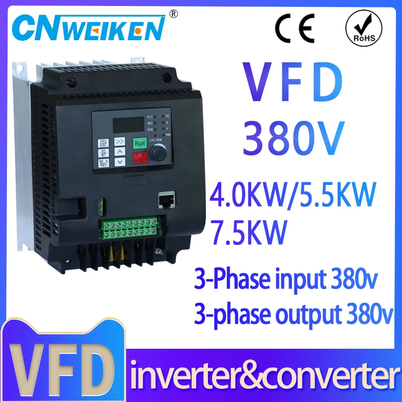 Nuovo convertitore di frequenza wk600 di alta qualità 380v 0.75-11kw ingresso trifase 380v uscita 380v regolatore di velocità del motore della pompa