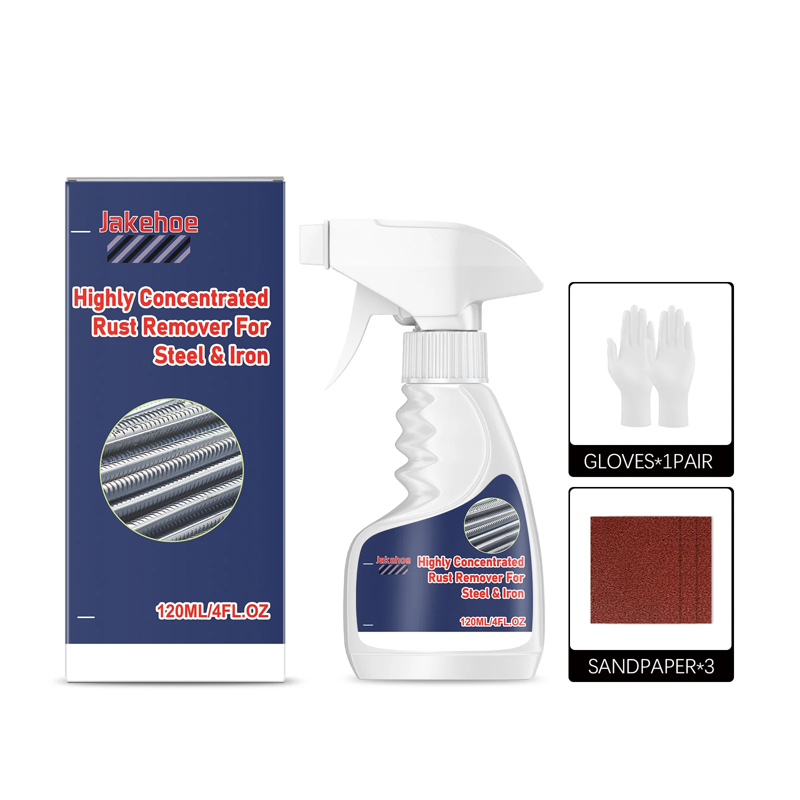 Metal Rust Remover Powerful Iron Rust Dissolver with Gloves Sandpaper Multi-purpose Metal Stain Cleanser Home Car Maintenance