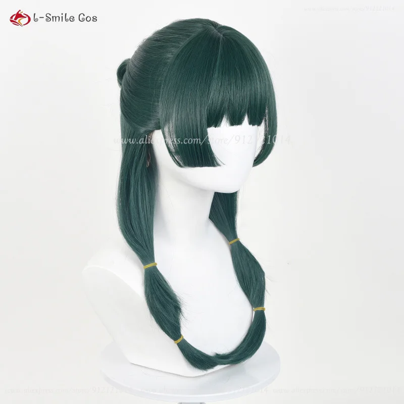 Anime Maomao Cosplay Peruca, Cabelo Sintético, Acessório Cosplay Set, Perucas Verde Escuro, Resistente ao Calor, 50cm de comprimento