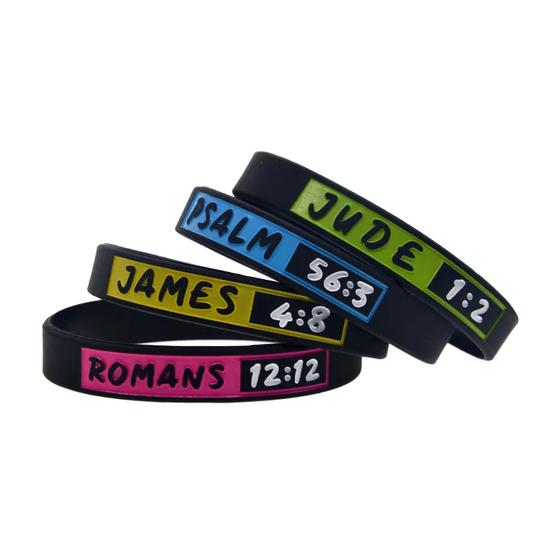 1 قطعة/4 قطعة JUDE 1:2 الصيحة 56:3 جيمس 4:8 الرومانز 12:12 سوار سيليكون 1/2 بوصة واسعة يسوع الإسورة #2