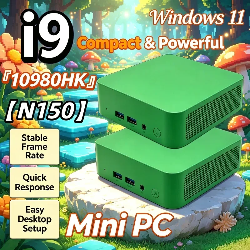 HOT Intel Core I9‑10980HK/N150 Mini PC Windows 11 Graphics Pocket Computer 16GB RAM 2TB SSD Desktop Gaming Smooth Output
