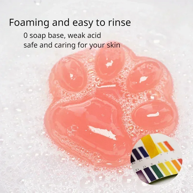 Savon en gel pour le visage en forme de griffe de chat pour bébé, lavage du visage, savon végétal de bain, savon facial fait main