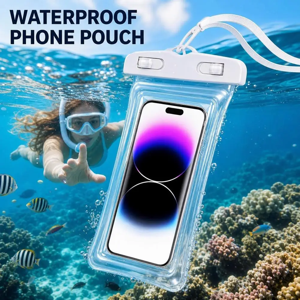Transparent Waterproof Phone Case Touch Screen Under 7.0 inches Mobile Phone Cover With Lanyard Phone Sealed Bag Swimming Diving