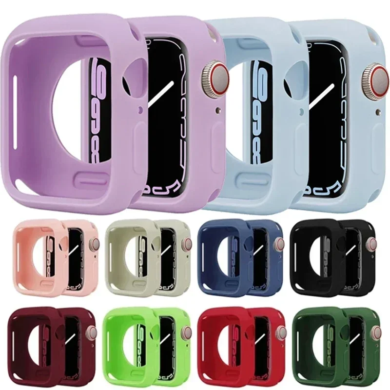 Candy Soft Silicone Case for Apple Watch Cover 9 8 7 6 Se 5 45mm 42mm 38 Protection Iwatch Serie 44mm 40mm 41mm Bumper for women