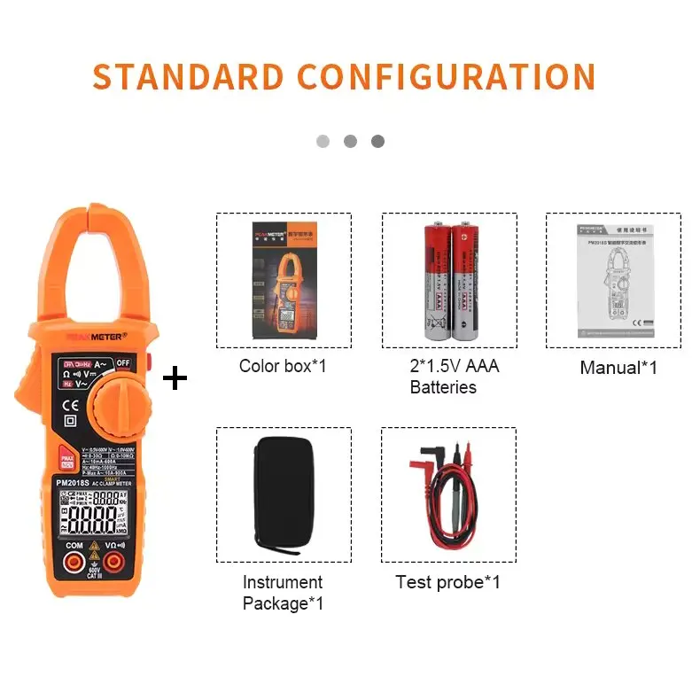 Peak meter pm2018a/b/s Smart AC Digital Clamp Meter 600a Multimeter mit Durchgangs messung Elektrischer Clamp Meter