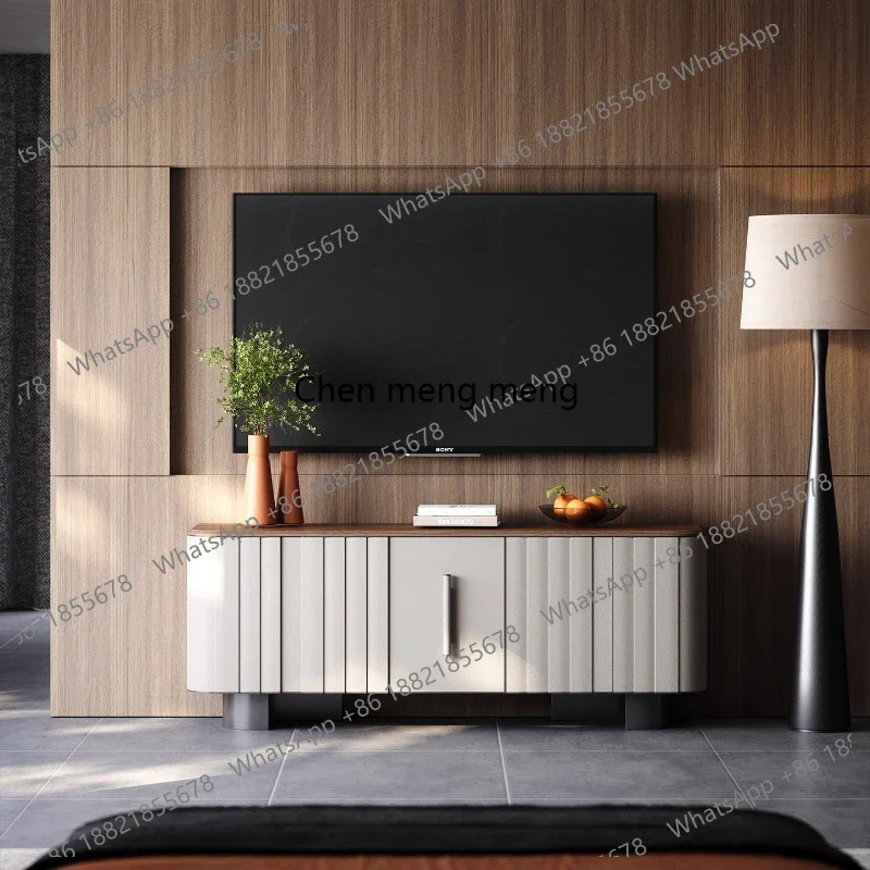 

Italian minimalist TV cabinet solid wood flat floor, bedroom storage, suspended TV floor cabinet