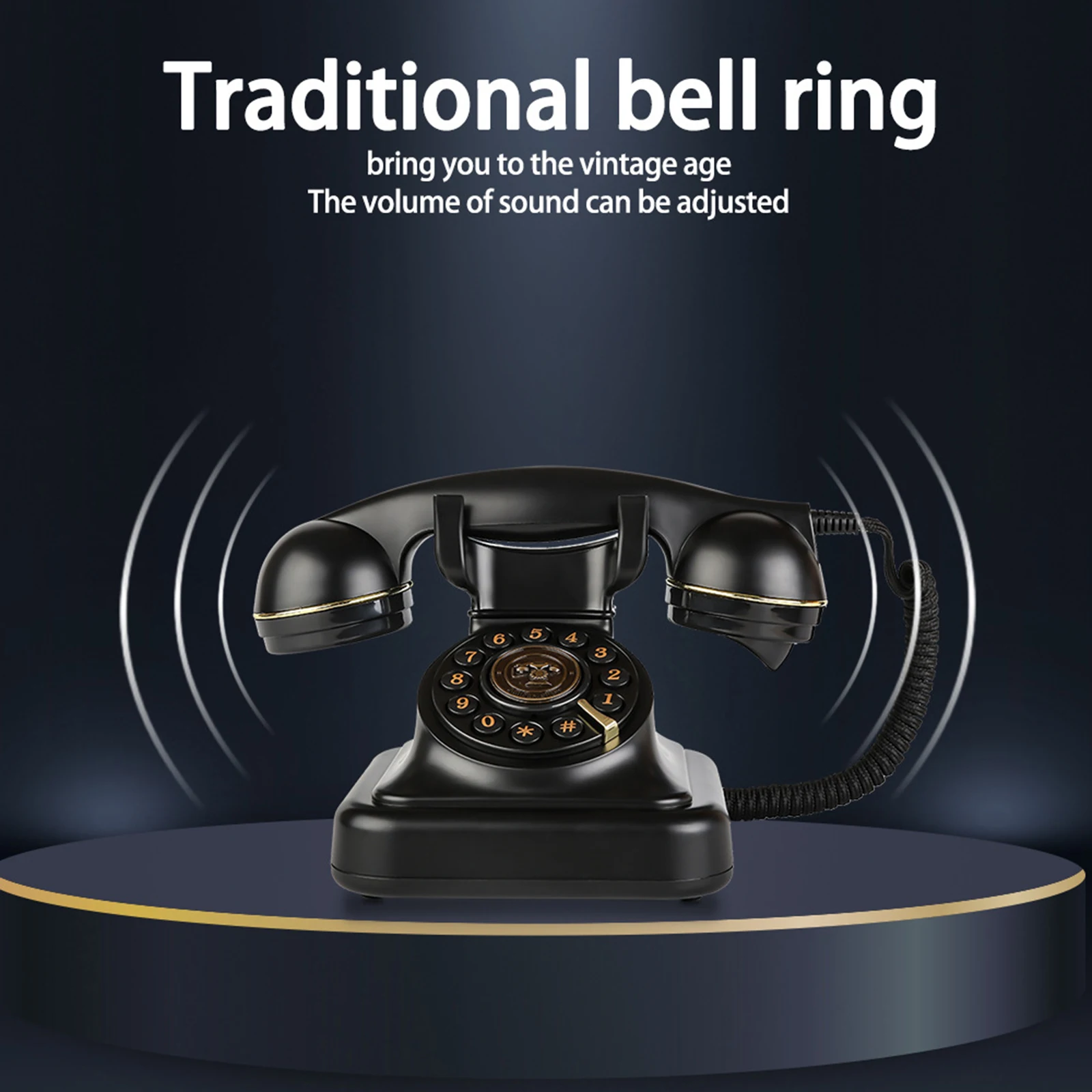 Corded Retro Telephone Old Fashioned Fixed Phone Button Dialing with Redial Function for Decorations With Mechanical Bell