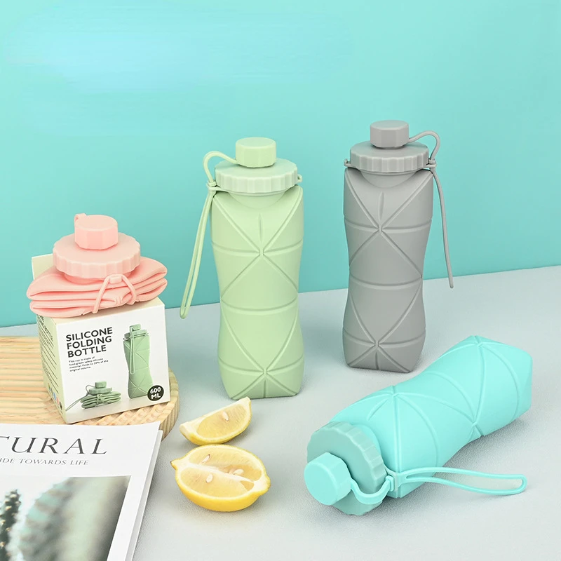 

600ml Silicone Folding Water Cup Portable Outdoor Sports Water Bottle Travel Coffee Cup Heat-resistant Anti Drop Home Decoration