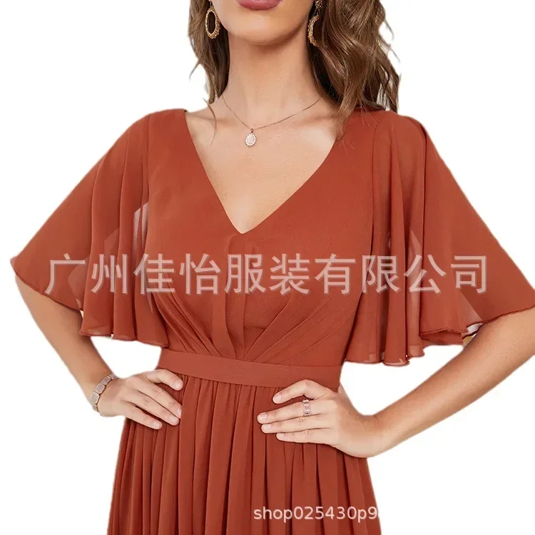 Womens Dresses New Mid Sleeved Casual Elegant Summer V-neck Sweetheart Evening Dress for Women