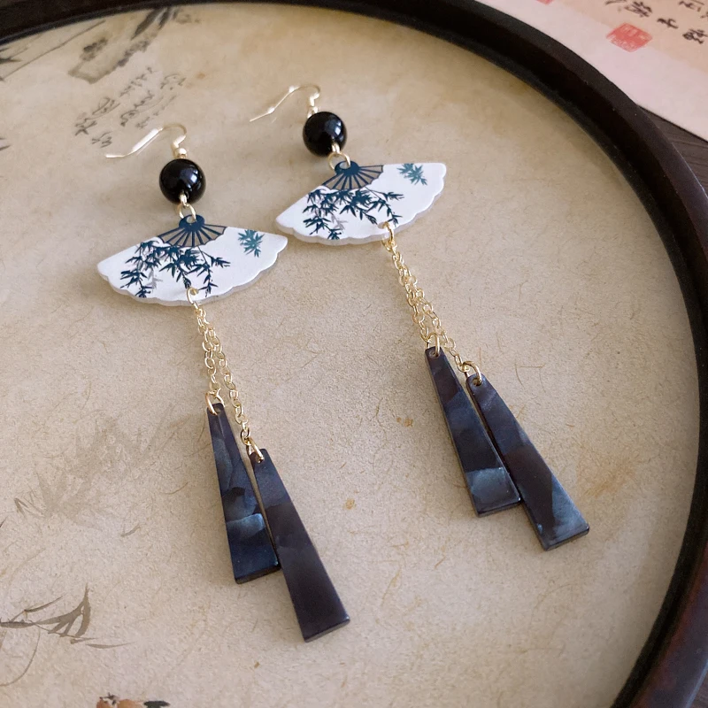 Neo-chinese Style Bamboo Joint Flower Earrings Imitation Pearl Fringe Earring New National Tide Personality  Earrings for Women image 2