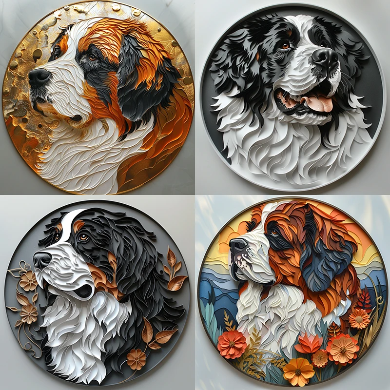 Oeuvre d'art décorative en aluminium pour chien Saint Bernard, souvenir d'animal de compagnie personnalisé, pierre tombale, ornements parfaits pour animaux de compagnie, décoration intérieure et extérieure