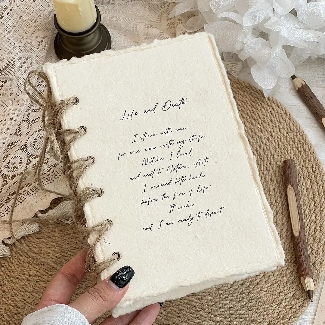Vintage Hemp Rope White Cover Loose-leaf Notebook Diary DIY Journal Material Handmade Writing Retro Artistic Loose‑Leaf Shell