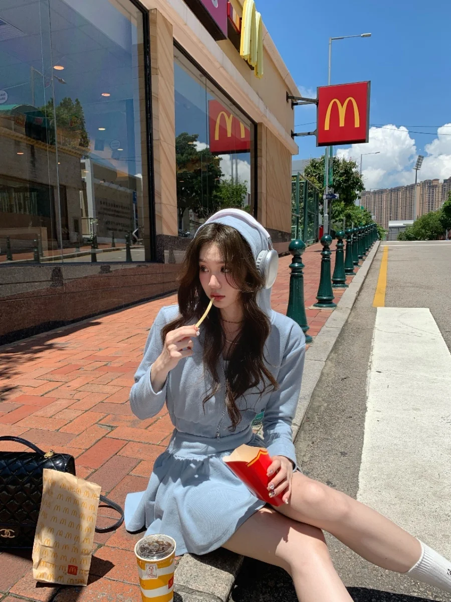 

Pinky Piggy Bubble Water Two-Tone Sweet Personali Long Sve irt And ort Комплект юбки Faionable Polyester Work orm