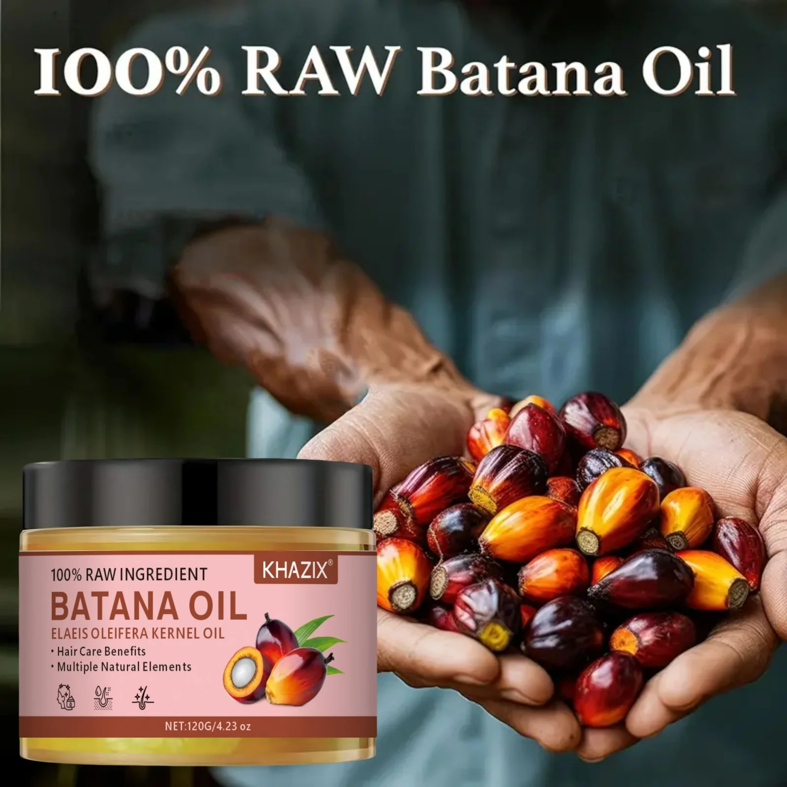 Batana Oil Hair Mask, containing glycerin and palm oil, natural Batana hair care essence, deeply moisturizing hair mask, pure Ba