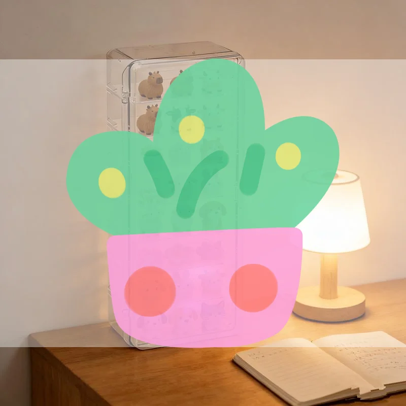 

Mini Acrylic Display Stand Cute Particle Dustproof Flip Cover Figure Display Storage Box Desktop Organizer Jewelry Accessories