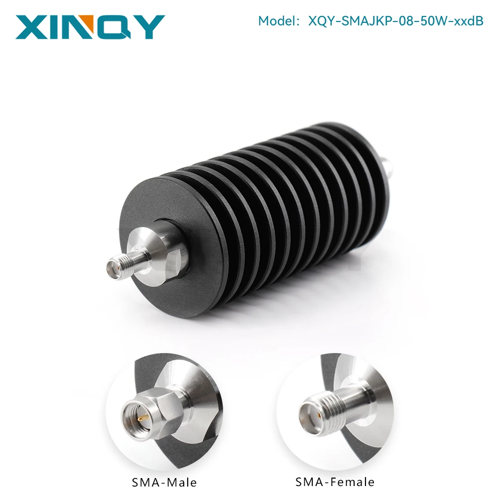 XINQY SMA Fixed Attenuator, 50W High-Power Attenuator Head, 8GHz, Available in 1/3/5/6/10/20/30/40dB
