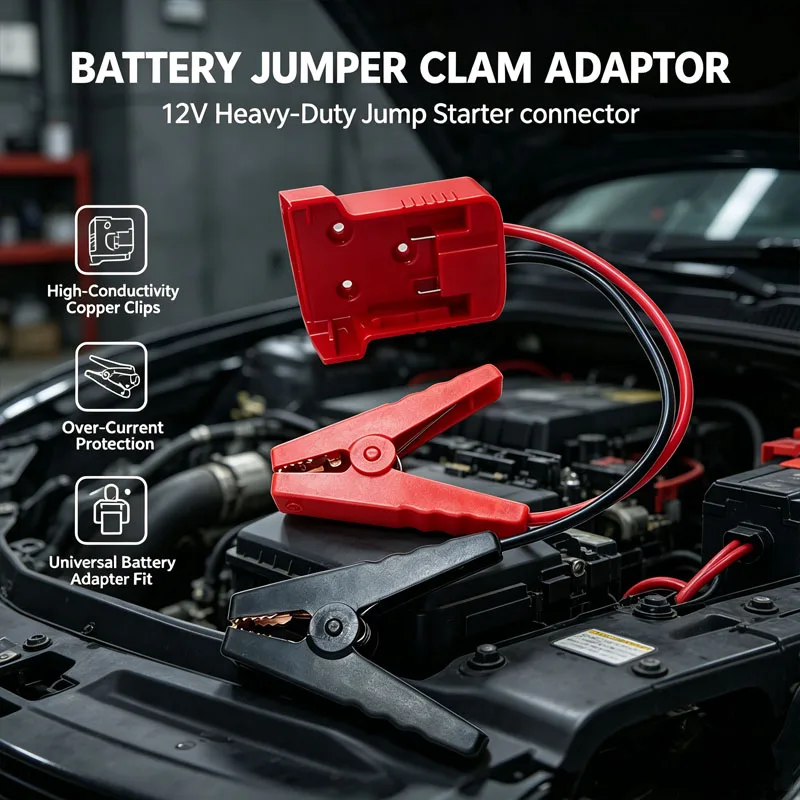 

1Pcs Battery Jump Starter Adapter Cable For Milwaukee 18V Battery Emergency Power Cord With Alligator Clips Tool Parts