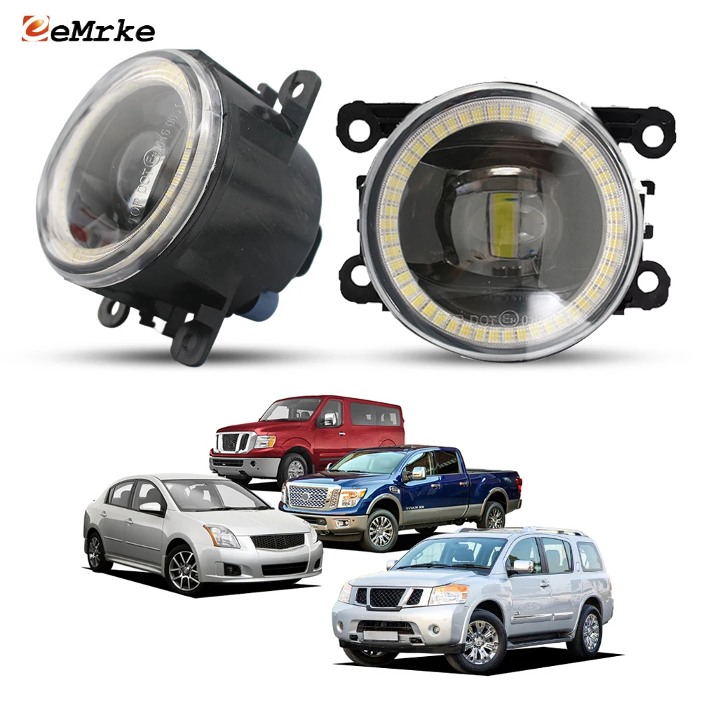 Led or Halogen Fog Lights Angel Eyes DRL For Nissan Armada TA60 Facelift NV3500 F80 Titan XD Sentra 2007-2012 SE-R SR, SR FE+