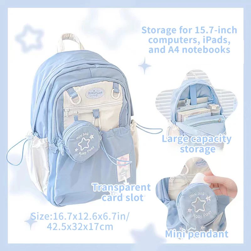 Cream Style Backpack for Students with High Appearance Simple and Cute Design Large Capacity Backpack Lightweight and Painful Ba image 3