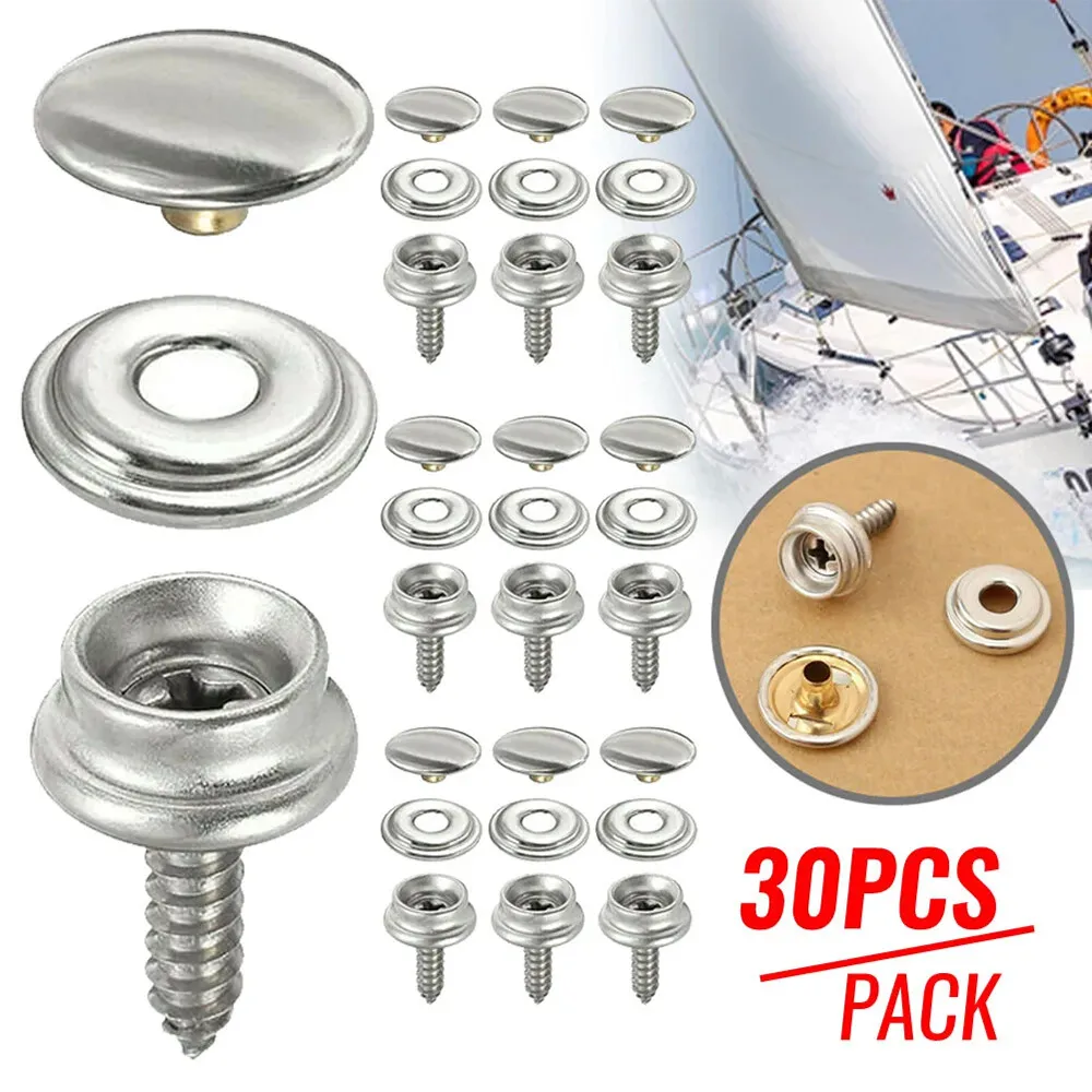 30-90PCS Stainless Steel Screw Four In One Buckle 15MM For Personal Aircraft Tents Boats Canvas Screws Sockets DIY Button Screws