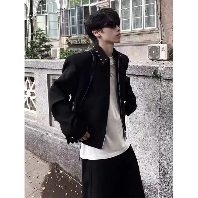 

Loose Men's Jaet Spring Autumn Harajuku Sle High Street Trendin Casual Haome Outerwear Polyester Fiber Long Sve